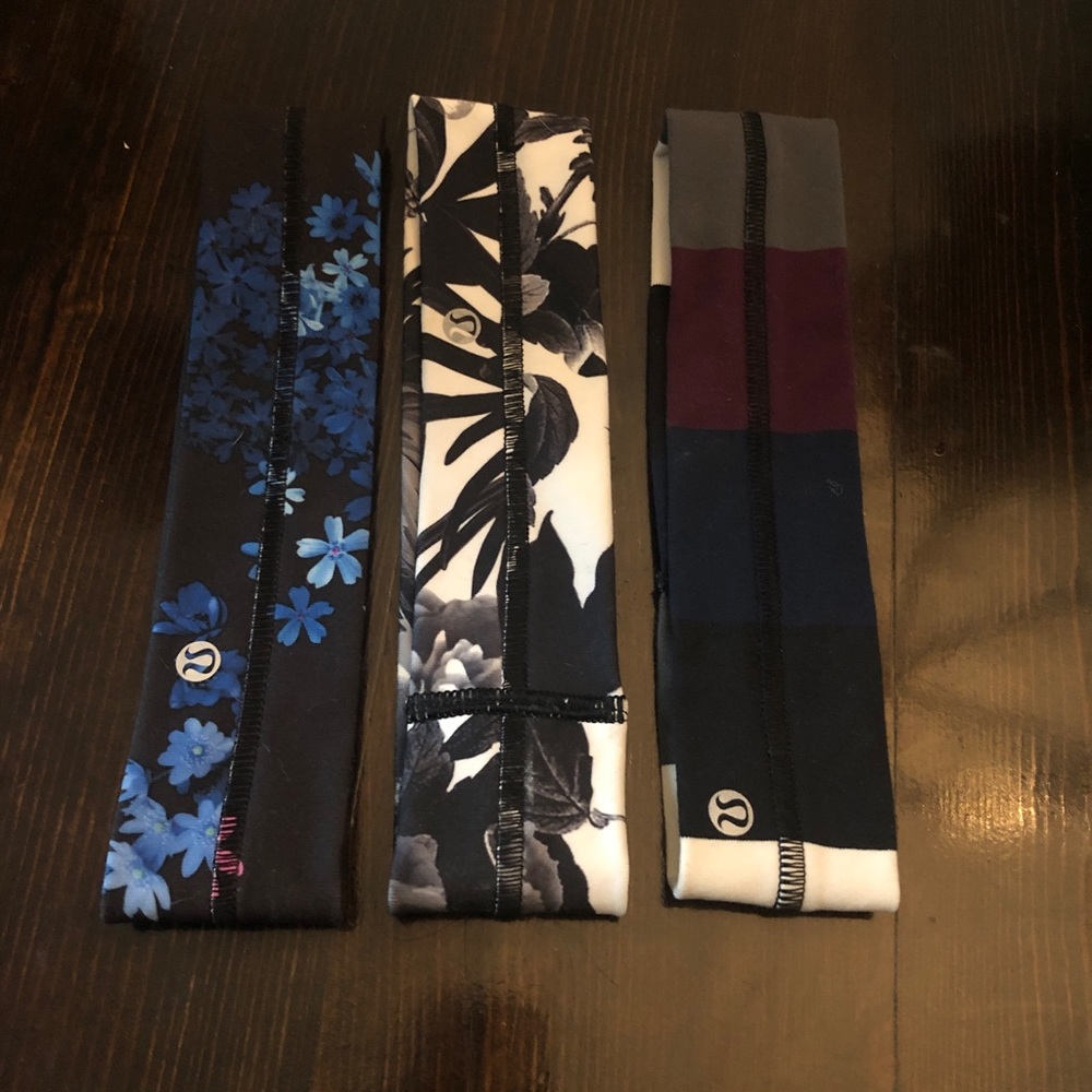 THREE Lululemon Fly Away Tamer Headbands